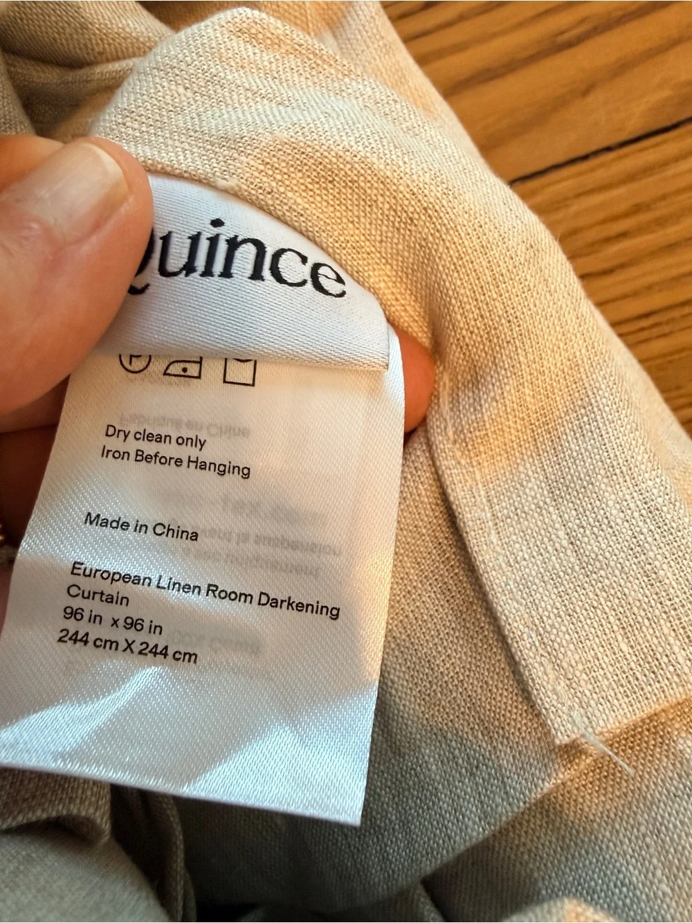 Quince 100% European linen light filtering curtain flax (96X 96)